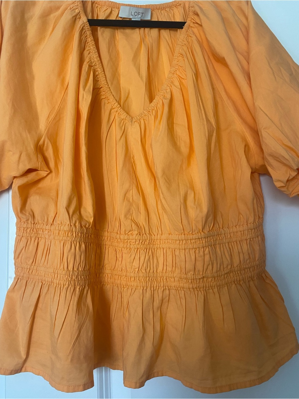 LOFT Women's Peplum Smocked Waist Top